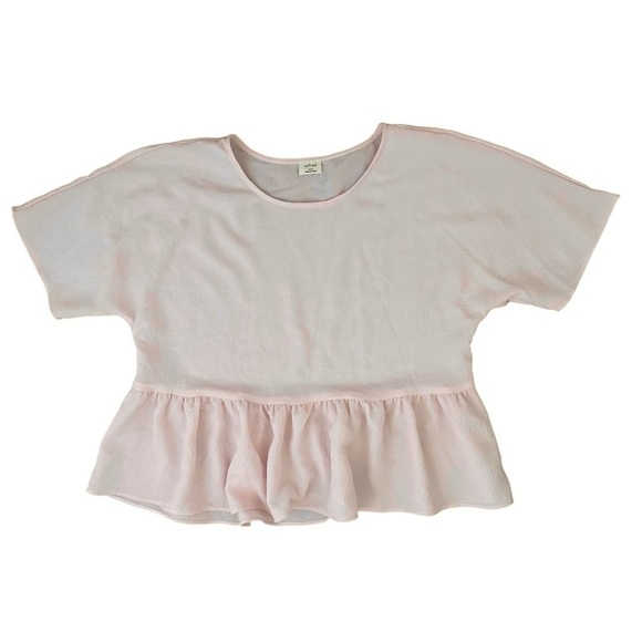 Aritzia Wilfred Macee Sakura Pink Peplum Top Blouse Size XXS Magnolia Oversized - Picture 2 of 8